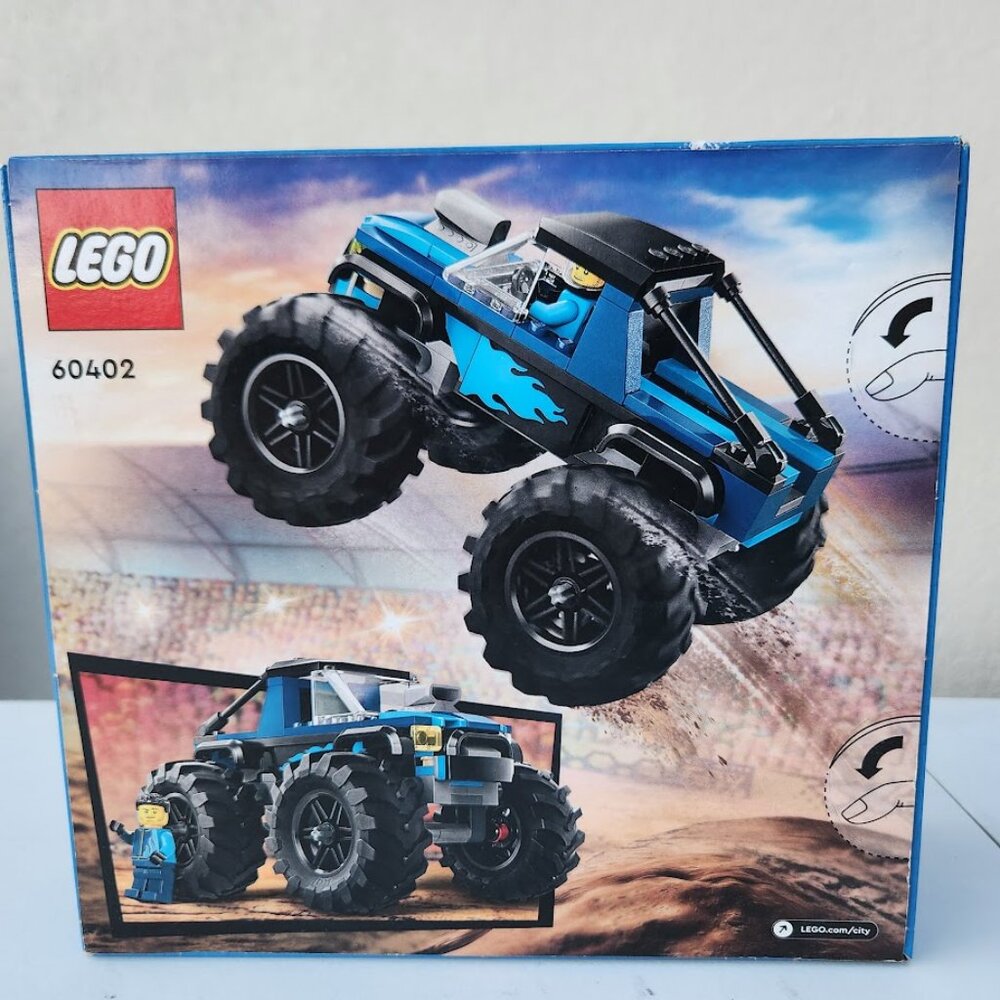 NEW LEGO CITY BLUE MONSTER TRUCK Off Road Car 60402 with Minifigure Driver 148 P - Picture 2 of 7